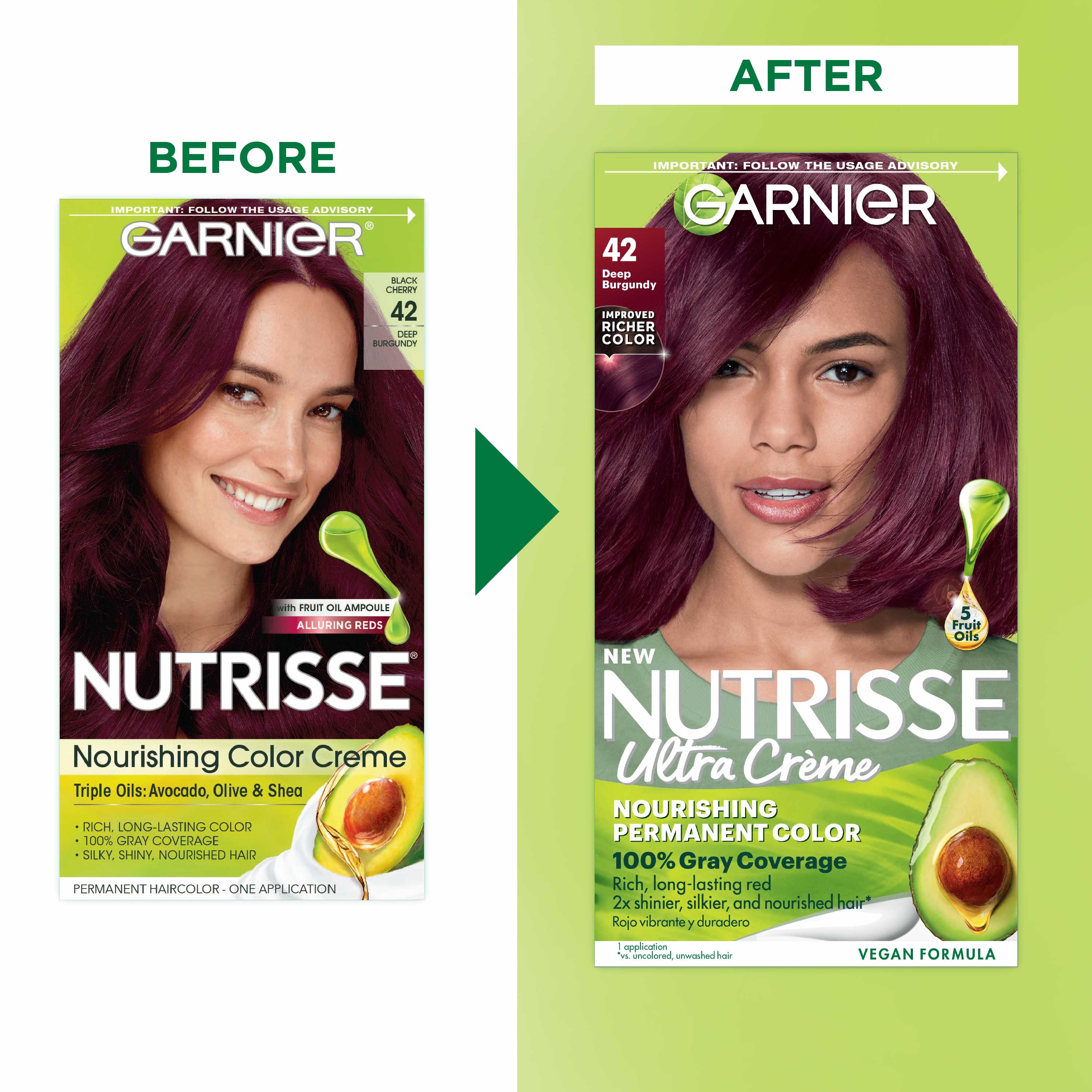 Garnier Nutrisse Nourishing Hair Color Creme, 42 Deep Burgundy Black Cherry - image 3 of 10
