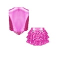 thumbnail image 4 of inhzoy Kids Rumba Dance Outfit 2 Piece Set Sleeveless Sequined Fringe Top and Skirt Hot Pink 8, 4 of 5