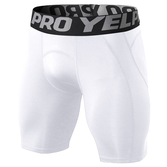 IWRICH Men's Compression Shorts with Pocket Running Gym Yoga Athletic Tights Base Layer Summer Cool Leggings White XL