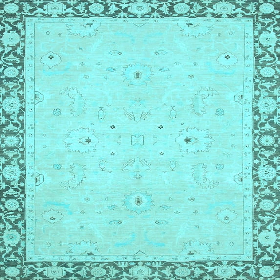 Ahgly Company Indoor Square Oriental Light Blue Modern Area Rugs, 8' Square