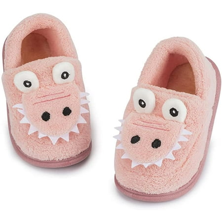 

QWZNDZGR Kids Boys Girls Cute Cartoon Gator Slippers Winter Warm Furry Animal House Shoes Toddler Indoor Bedroom Shoe