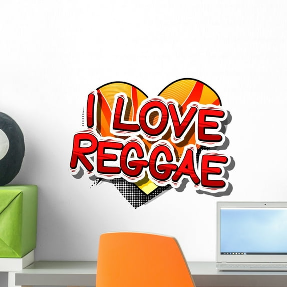 I Love Reggae Wall Decal Wallmonkeys Peel and Stick Graphic (18 in W x 16 in H) WM502754