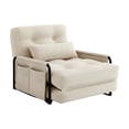 thumbnail image 4 of ALAULM Modern Single-Seater Folding Sofa Bed Convertible Sleeper Couch with Pillows, Storage Side, Versatile Floor Couch for Living Room Bedroom, Off-White, 4 of 11