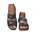 thumbnail image 3 of Chaussons pour Femmes Tendance Design Ouvert avec Talon Compensé Activités d'Été Sandales Femmes Marine 37, 3 of 9