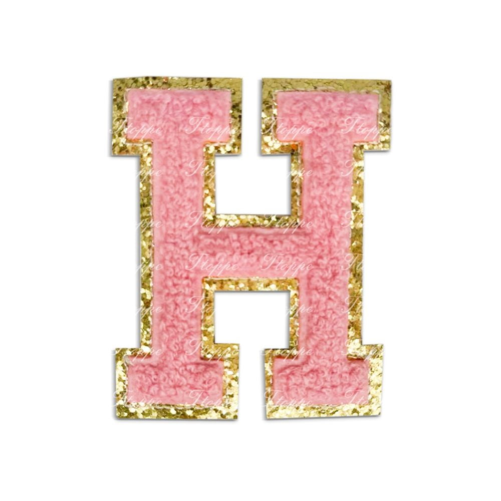 Large Pink Towel English letter Patches for Clothes Embroidery Appliques  Child Women Clothing Name Badges Accessories G