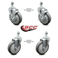 thumbnail image 2 of 5 Inch Thermoplastic Rubber Swivel 12mm Threaded Stem Caster Set 2 Brake SCC, 2 of 2