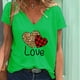 thumbnail image 1 of Puntoco - Camiseta holgada con cuello en V para mujer, informal, a la moda, con estampado de manga corta Puntoco Puntoco-5289, 1 of 3