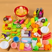 HLONK Toys 50% Off Clearance!  Play Food Toy Set for Kids Kitchen  Hot Pot Accessories  Pot and Pan  Plastic Dishes  Toddler Play Kitchen Accessories Educational Toys for Boys Girls