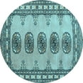 thumbnail image 1 of Ahgly Company Indoor Round Southwestern Light Blue Country Area Rugs, 4' Round, 1 of 4