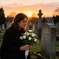 thumbnail image 4 of Artificial Rose Cemetery Flowers with Vase, Grave Decorations Rose, Weatherproof Grave Memorial Flower Bouquet for Headstone, Long-Lasting Funeral Floral Arrangement for Outdoor Use, White, 4 of 4