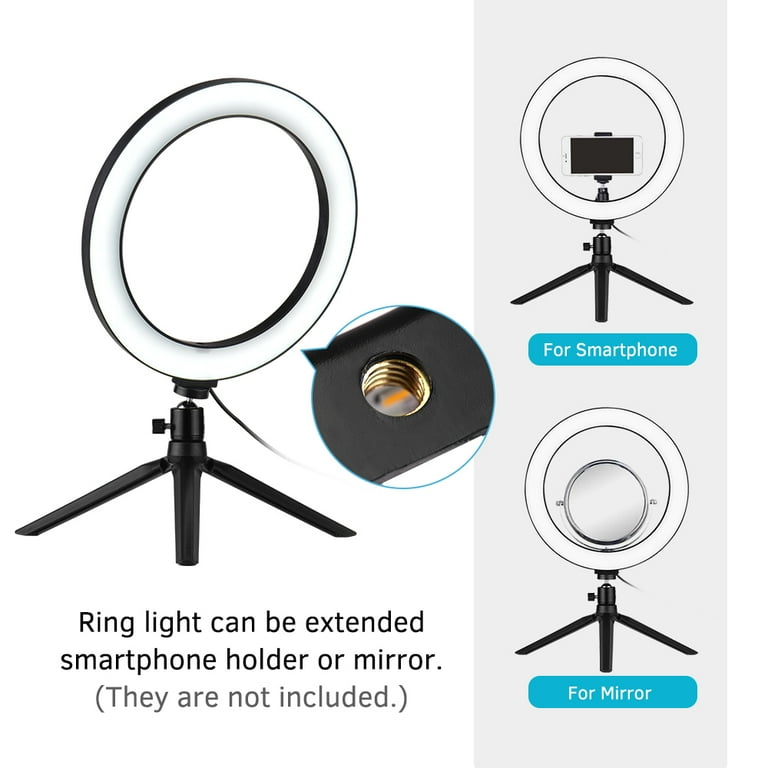 Apexel FL20 10 pouces LED Ring Light Lampe de bureau à bras