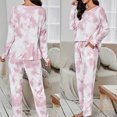 thumbnail image 3 of Women Tie Dye Pajamas Sets Long Sleeve Tops+ Pants 2 PC Loungewear Ladies Elastic Waist Comfy Sleepwear Nightwear PJ outfits with Pockets, 3 of 7