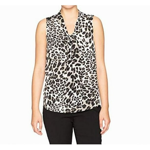 Kasper - Kasper Womens Large Animal-Print Tie-Neck Blouse - Walmart.com ...