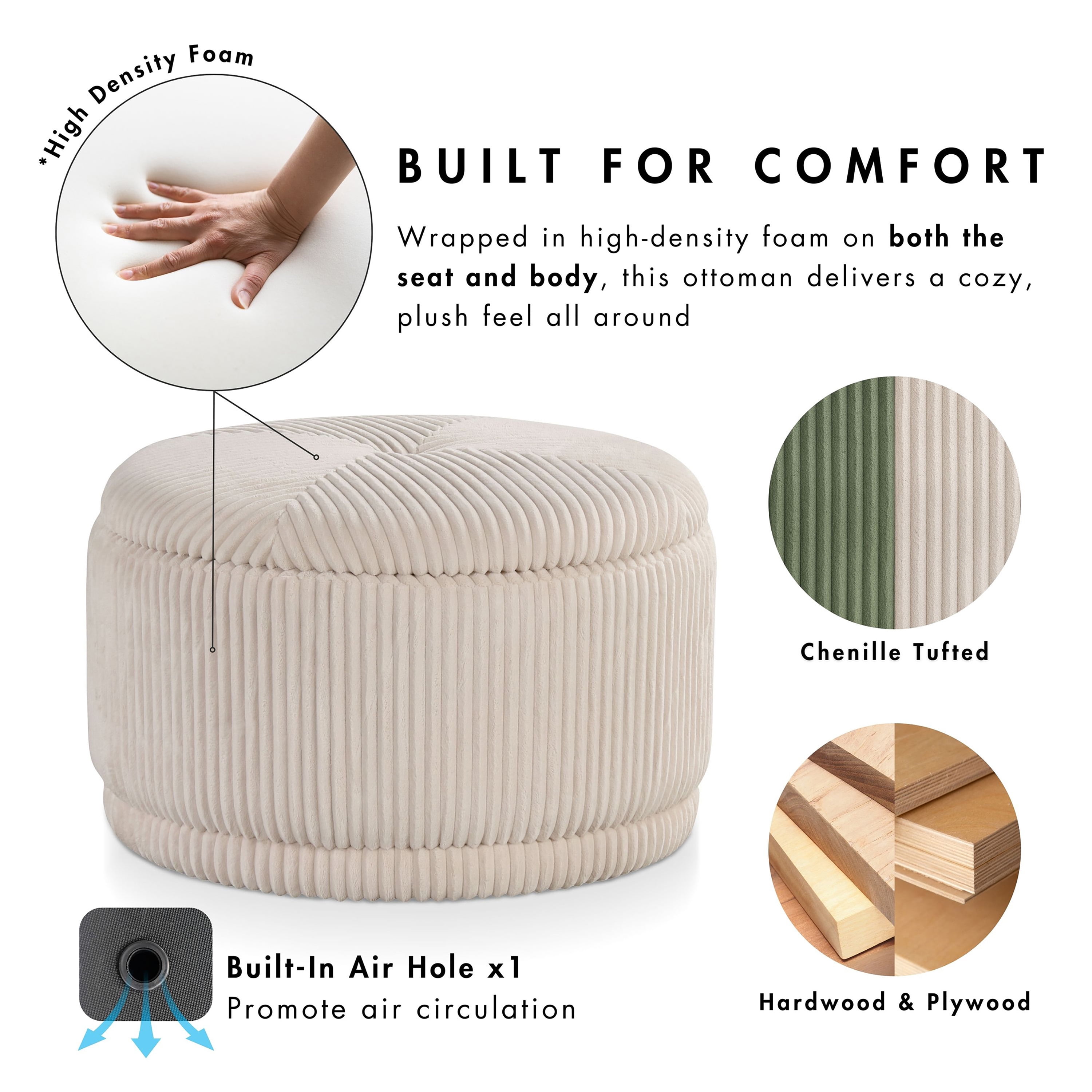 Furniture of America Cheri Modern Chenille Flip Top Storage Ottoman, Pink