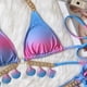 thumbnail image 5 of Traje de baño de mujer con estampado de degradado y tirantes sexy, bikini de cristal con diamantes y concha, 5 of 6