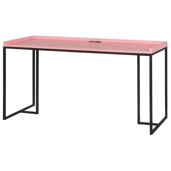 Furniture of America Timor Modern Wood Computer Desk with USB in Pink