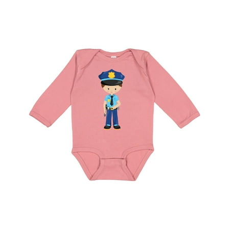 

Inktastic Policeman Police Officer Cop Brown Hair Gift Baby Boy Long Sleeve Bodysuit