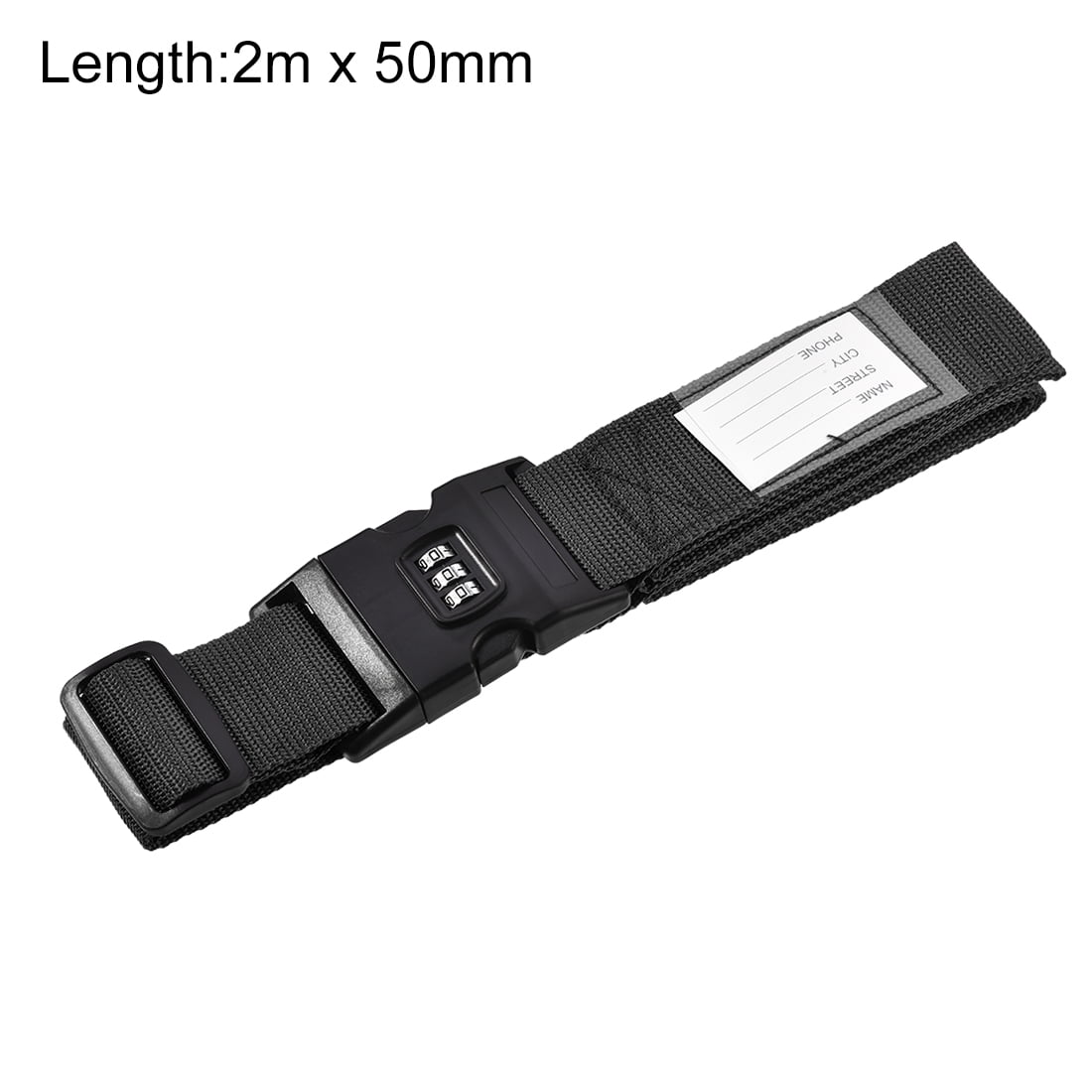Unique Bargains Luggage Straps Suitcase Belts with Buckle PP Travel Packing Accessories Black