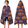 thumbnail image 3 of Halloween Pumpkin Bat Pattern Hooded Bath Towel，50"x30" for Ages 3 To 12 Kids, Quick Dry Lightweight Soft Microfiber Hood Beach Towel Cover Up for Kids, 3 of 7