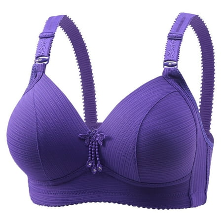 (2-Pack) Puawkoer Women Casual Breathable Striped Womens Bras No Underwire Push Up Top Bra Underwear without Workout Sports Bras for Women Steel Ring Gathering and A
