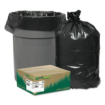 Earthsense Commercial Linear Low Density Recycled Can Liners, 33 gal, 1.25 mil, 33" x 39", Black, 10 Bags/Roll, 10 Rolls/Carton