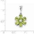 thumbnail image 2 of Sterling Silver Rhodium Plated Peridot And Diamond Flower Pendant (24 X 14) Made In India qdx816, 2 of 2