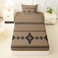 thumbnail image 4 of Castle Fairy Bohemian Tribal Aztec Twin Sheets 3pcs,Hippie Boho Bedding,Taupe Black,1 Flat Sheet, 1 Fitted Sheet and 1 Pillowcase, 4 of 7