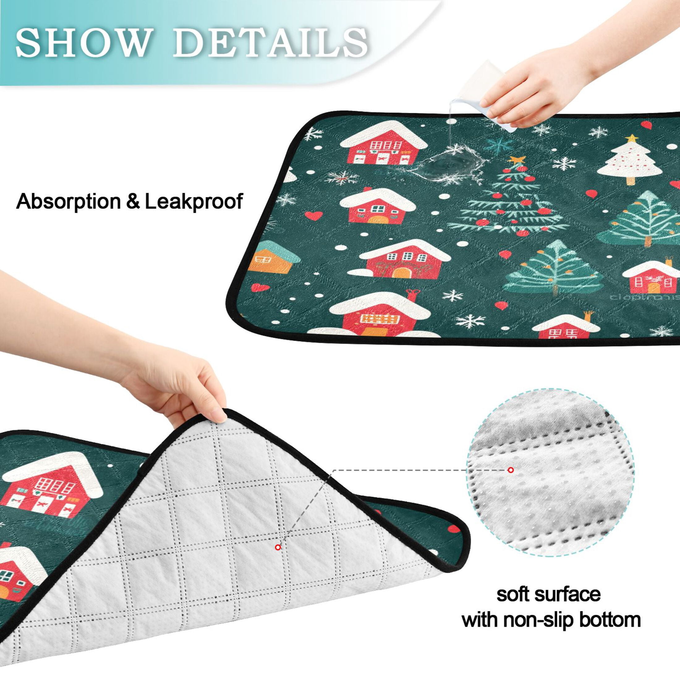 Washable Pet Pee Pads with Super Absorbent Reusable Training Pads for Dogs & Cats Christmas Trees and Houses