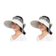 thumbnail image 1 of Jumpingount Sombrero de mujer decorativo a prueba de sol colorido plegable verano senderismo playa piscina Sunbonnet sombrero gorra sombreros Beige blanco beis 2piezas, 1 of 6
