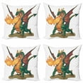thumbnail image 1 of Ambesonne Dragon Throw Pillow Cover 4 Pack, Mythical Monster Mascot, 18", Hunter Green Dark Orange, 1 of 6