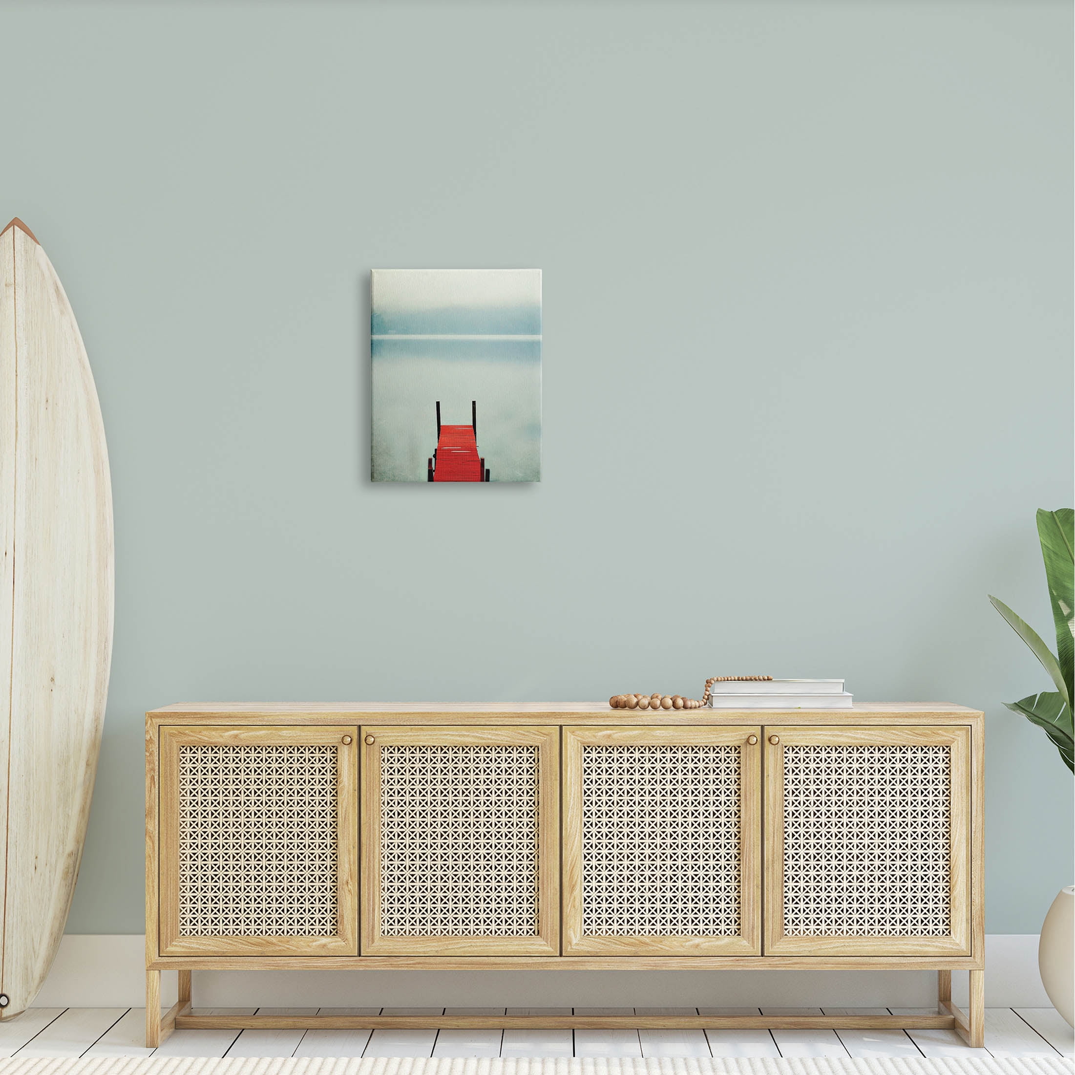 Stupell Industries Misty Red Dock Scene Photograph Gallery Wrapped Canvas Print Wall Art, Design by Carrie Ann Grippo-Pike