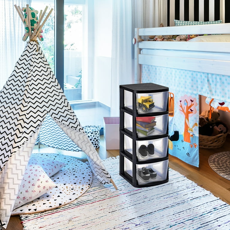 Juggernaut Storage Plastic Storage Tower with 4 Cubby Shelves