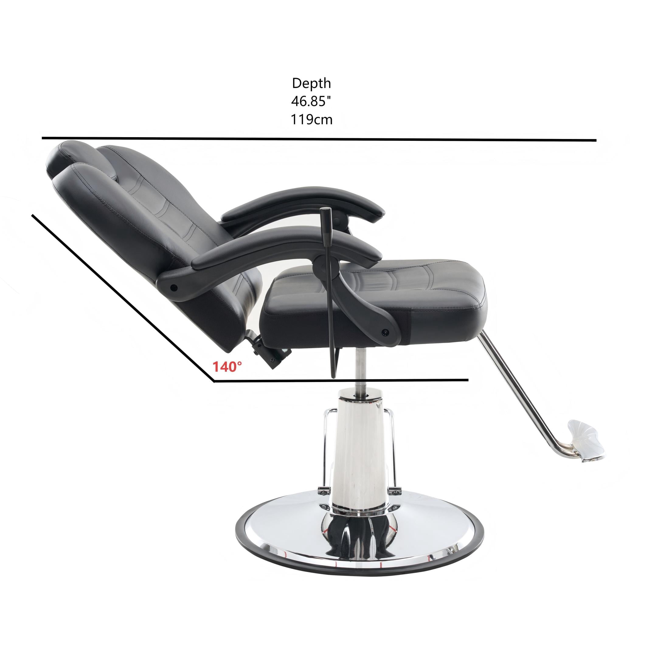 Noble House Heavy Duty Reclining Barber Chair, 360° Swivel Salon Chair with Hydraulic Pump, Black