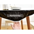 thumbnail image 3 of Rally Home Goods Indoor Outdoor Patio Round Fitted Vinyl Tablecloth, Flannel Backing, Elastic Edge, Waterproof Wipeable Plastic Cover in Solid Black Color for 5-Seat Table of 36-42’’ Diameter, 3 of 10