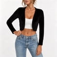 thumbnail image 4 of jjayotai Womens Cardigan Tops Open Front Bolero Shrug Cropped Top V Neck Loose Fitted Blouses Casual Sweater Jacket, 4 of 6