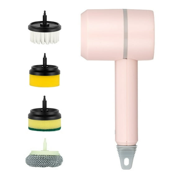 Brosse Électrique Rechargeable Sans Fil avec Batterie 1200mAh - Outil de Nettoyage Portatif pour Baignoire, Évier de Cuisine, Toilettes et Verre - Poignée de Confort, Design Suspendu Gain de Place - Hôte Rose