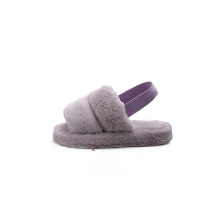 

Haute Edition Women s Open Toe Furry House Slippers with Elastic Strap