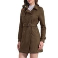 thumbnail image 4 of Abrigo de ante sintético de doble botonadura con solapa de muesca para mujer INSPIRE CHIC XL Café, 4 of 6