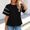 thumbnail image 3 of Lmueinov Womens Summer Short Sleeve Tops Crew Neck Tee with Decorative Cutout Sleeves 2026 Fashion Casual Loose Fit Cute Basic TShirts, 3 of 4