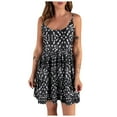 thumbnail image 1 of Robe pour Femmes à Col Rond à Bretelles Spaghetti Imprimée Robe à Étages Sans Manches d'Été Fluide Évasée Tunique Mini Robe de Plage, 1 of 5