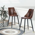 thumbnail image 4 of FurnitureR 30'' Modern Barstool Faux Leather Black Legs Set of 2, 4 of 5