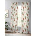 thumbnail image 4 of Pink Daisies Sheer Curtains 2 Panels Set Pastoral Flower Leaves Plant Linen Texture Lihgt Filtering Rod Pocket Voile Drape, Semi Sheer Window Curtains for Bedroom Living Room, 52"x108", 4 of 5