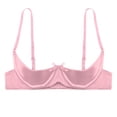 thumbnail image 3 of zdhoor Women's Satin Balconette Bra Demi Half Cup Push Up Underwire Bra Lingerie Shelf Bra Tops Pink XXL, 3 of 5