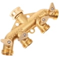 thumbnail image 1 of Brass Garden Hose Splitter with HighQuality Ball Valves for LeakFree Water Control Golden, 1 of 9