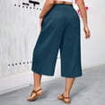 thumbnail image 6 of Cekizud Plus Size Capri Pants for Women High Waist Drawstring Loose Fit Summer Trousers for Beach Vacation,Sizes S-5XL, 6 of 7