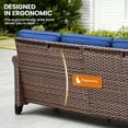 thumbnail image 5 of PARKWELL 3PCS Patio Conversation Set - Outdoor Wicker Couch with Ottomans,Rattan Sofa Furniture with No-Slip Cushions for Porch Balcony Backyard,Brown/Blue, 5 of 9