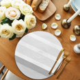 thumbnail image 2 of Grey Stripe Round 13 Inch Placemats Set of 6, Modern Abstract Monochrome Geometric HeatResistant Non Slip Place Mats for Dining Table, Wipeable Braided Kitchen Table Mats for Housewarming, 2 of 9