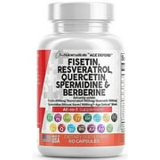 Clean Nutraceuticals Fisetin 2500mg Quercetin 1000mg Resveratrol 1000mg with Spermidine Wheat Germ Extract 1000mg - Health Supplement for Adults Longevity with Berberine, Collagen, Rhodiola, Apigenin