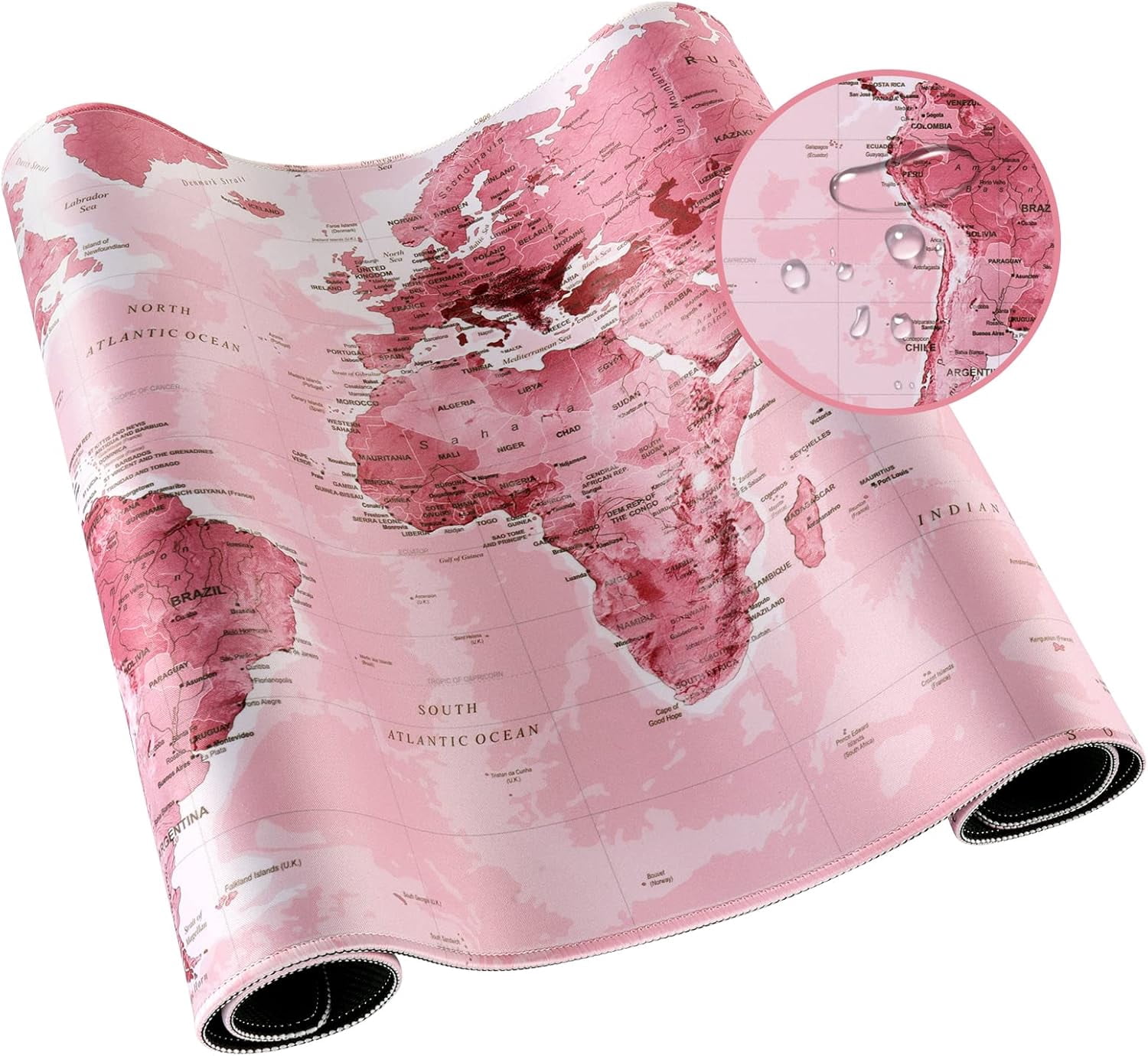Extended Gaming Mouse Pad (35.4x15.7 in), Large 3mm Non-Slip Rubber Base Mousepad with Stitched Edges, Waterproof Keyboard Mouse Mat Desk Pad for Work, Game, Office, Home - Pink World