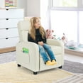 thumbnail image 4 of Gymax Fauteuil Inclinable pour Enfants Réglable en Cuir avec Repose-Pieds et Poche Latérale Beige, 4 of 9
